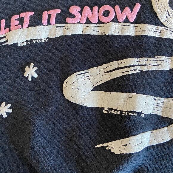 Vintage Puffy Snowman Let it Snow Collared Sweatshirt - Women's Size L - Picture 3 of 6